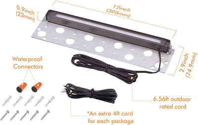 Low Voltage Hardscape Paver Light, 12V, 2700K, 12 Inch 7W, 6 PCs