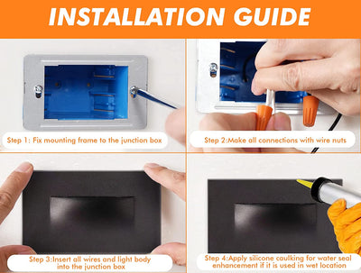 LED Step/Stair Light, 120V 3W 50lm, 3000K Warm White,  Oil-Rubbed Bronze, 3 PCs