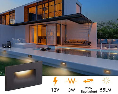 Low Voltage LED Step/Stair Light, 12V 3W, 55lm, 3CCT, ORB, 3 PCs