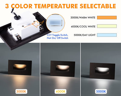 Low Voltage LED Step/Stair Light, 12V 3W, 55lm, 3CCT, ORB, 3 PCs