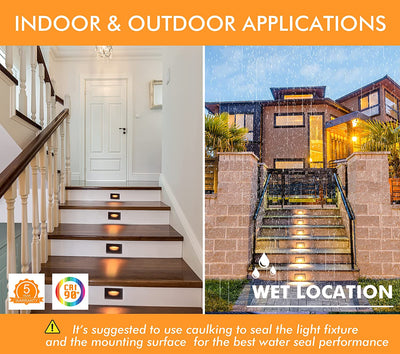 Low Voltage LED Step/Stair Light, 12V 3W, 55lm, 3CCT, ORB, 6 PCs