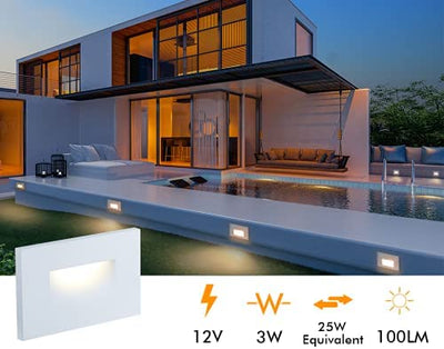 Low Voltage, LED Step/Stair Light, 12V 3W, 3CCT, White, 3 PCs