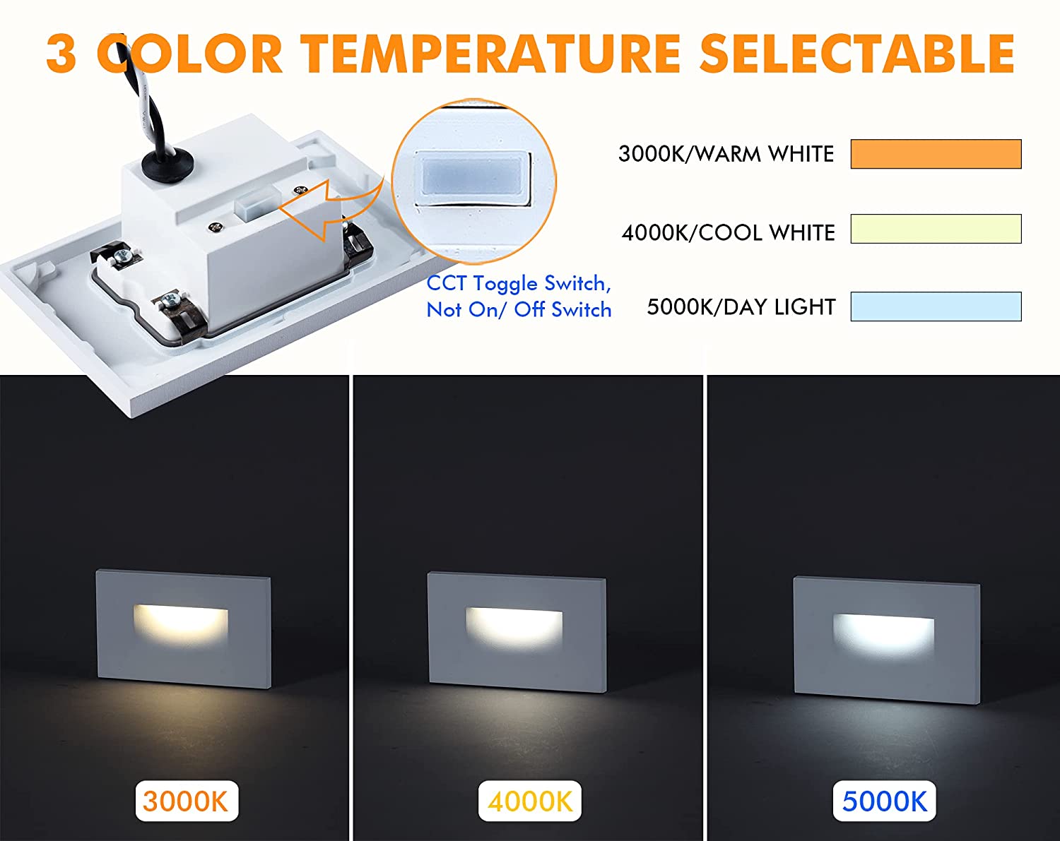 3CCT LED Low Voltage Step Light, Indoor & Outdoor, IP65, ETL