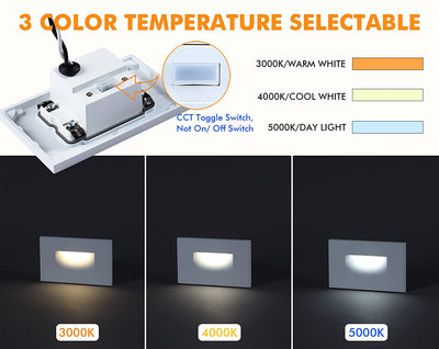 Low Voltage, LED Step/Stair Light, 12V 3W, 3CCT, White, 3 PCs