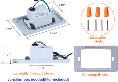 LED Step/Stair Light, 120V 3W 100lm, 3CCT, Dimmable, White Finish, 12 PCs