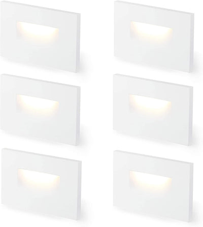 LED Step/Stair Light, 120V 3W 100lm, 3CCT, Dimmable, White Finish, 6 PCs