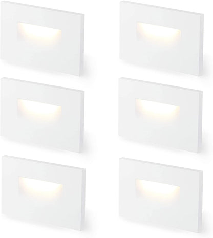 LED Step/Stair Light, 120V 3W 100lm, 3CCT, Dimmable, White Finish, 6 PCs