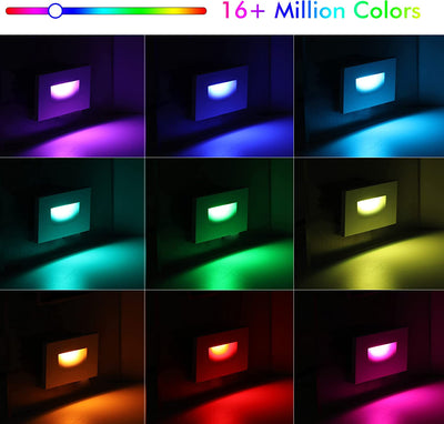 120V Indoor Outdoor Smart LED Step Lights,RGBCW Color Changing Stair Lights,3W 2700K-6500K,Hub Included,Compatible With Alexa And Google Home Assistant,White