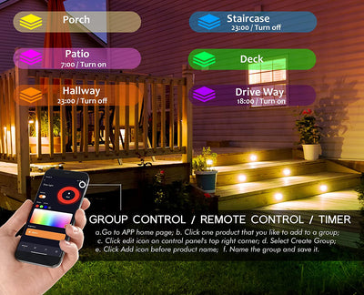 120V Indoor Outdoor Smart LED Step Lights,RGBCW Color Changing Stair Lights,3W 2700K-6500K,Hub Included,Compatible With Alexa And Google Home Assistant,White