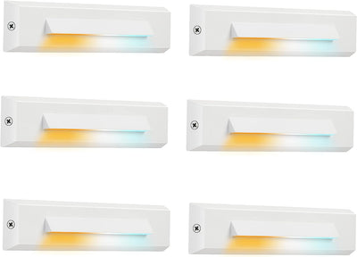 Low Voltage LED Landscape Cutoff Stair Riser Light, 2.5W 12V, 3CCT, White, 6 PCs