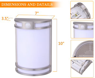 Indoor Outdoor Motion Sensor LED Wall Light, 120V 15W 1000LM Wall Sconce, 3000K/4000K/5000K Selectable 3CCT, Wet Location, Brushed Nickel