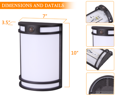 Indoor Outdoor Motion Sensor LED Wall Light, 120V 15W 1000LM Wall Sconce, 3000K/4000K/5000K Selectable 3CCT, Wet Location, Oil Rubbed Bronze