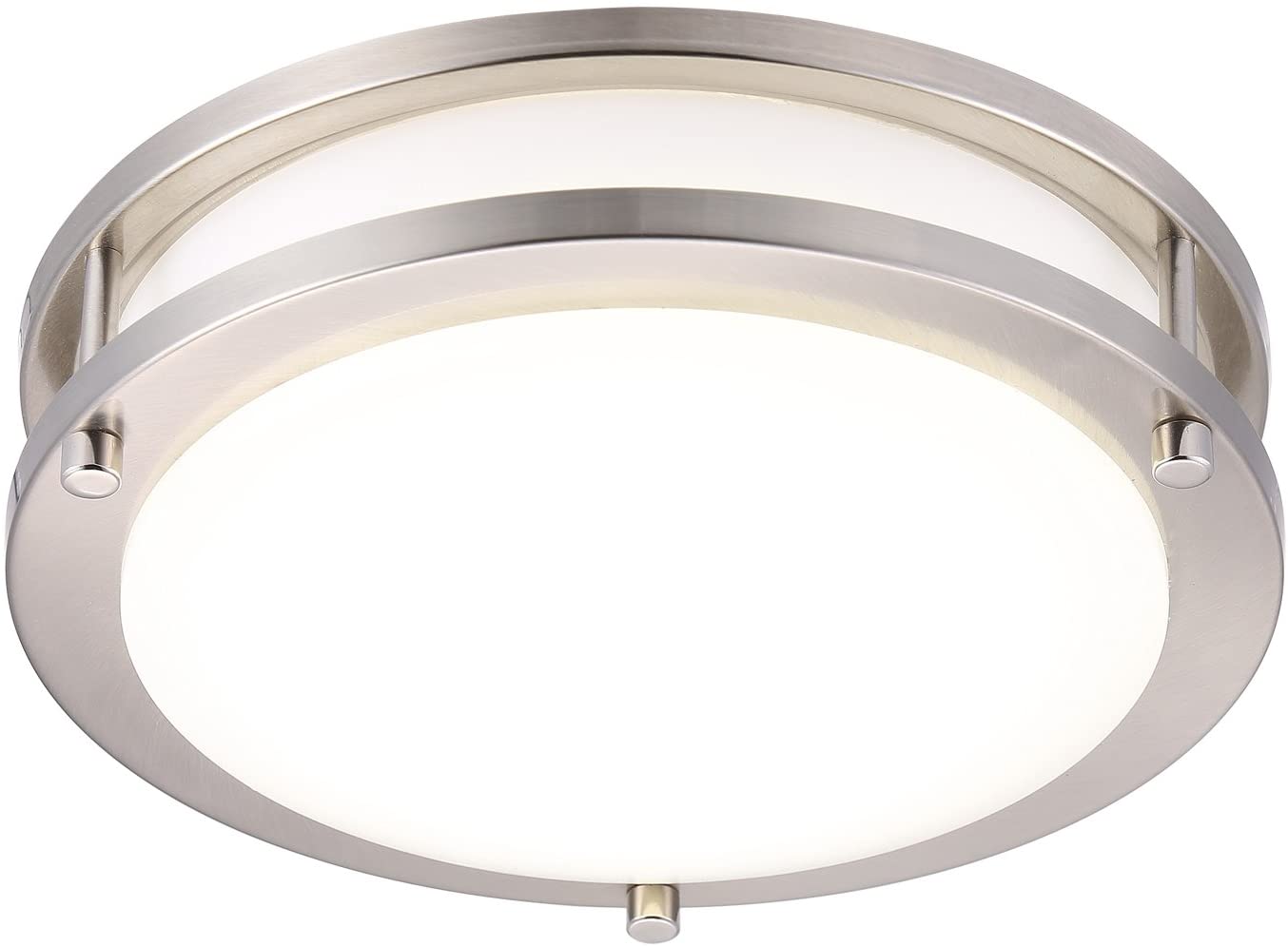 LED Flush Mount Ceiling Light, 10 inch, 17W(120W Equivalent) Dimmable 1050lm, 4000K Cool White,Brushed Nickel Round Lighting Fixture for Kitchen,Hallway,Bathroom,Stairwell, ETL/JA8