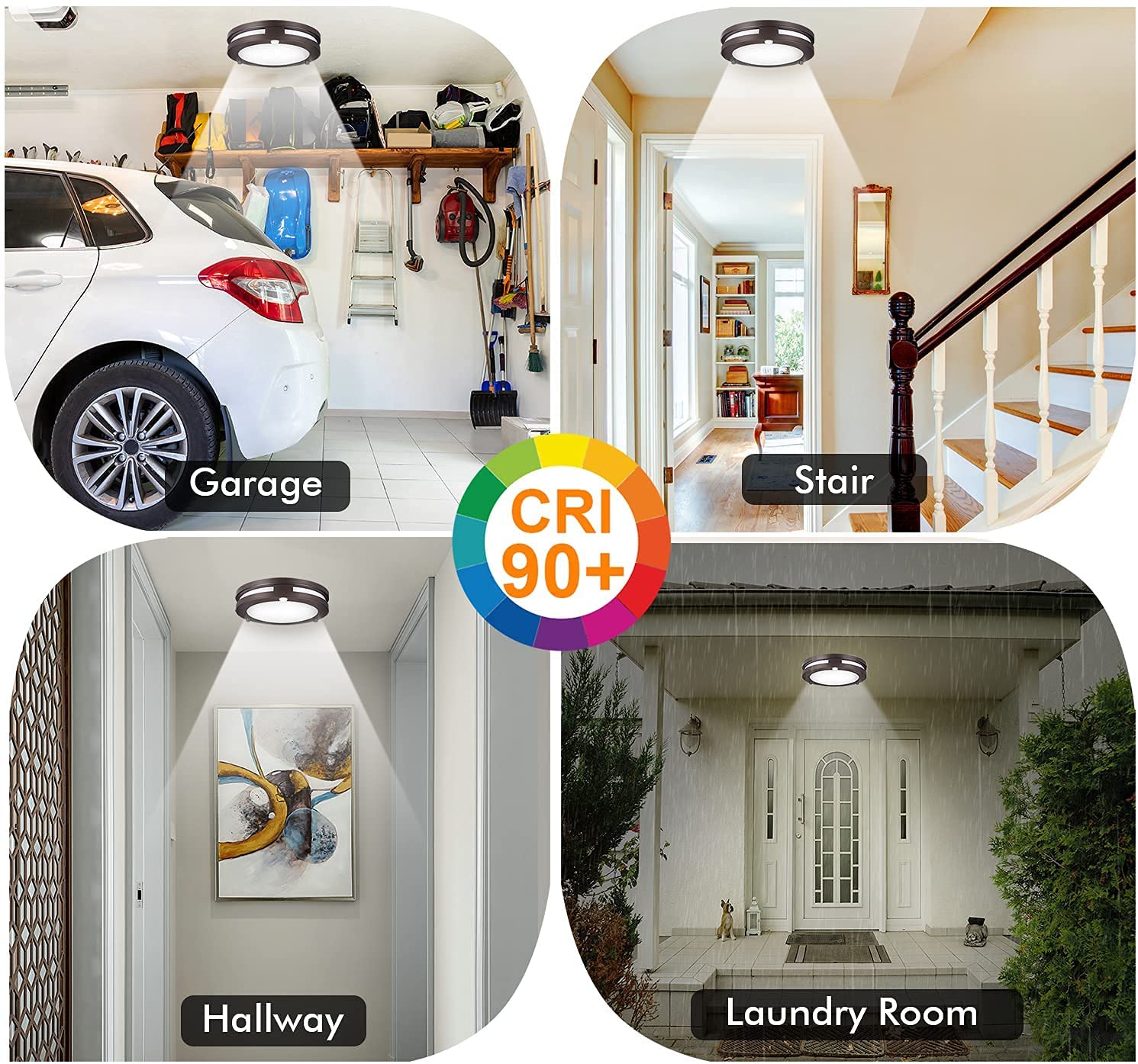 LED Flush Mount Motion Sensor Ceiling Light, 10 Inch, 20W 1200lm 5CCT, CRI90+, ORB