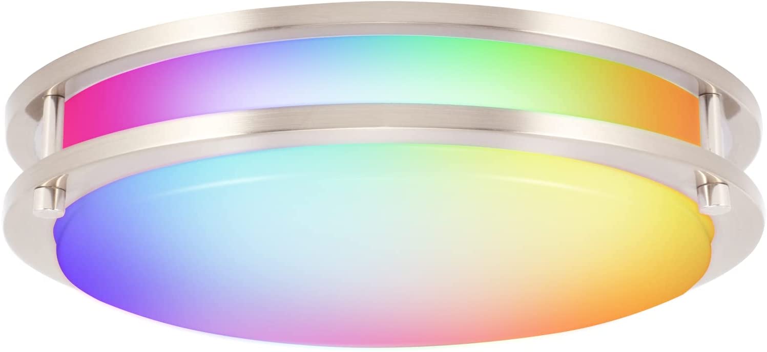12 Inch LED Smart Flush Mount Ceiling Light, 20W 1200lm, RGBCCT, BN