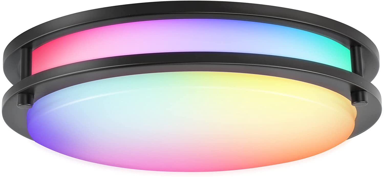 12 Inch LED Smart Flush Mount Ceiling Light,20W 2700K-6500K,4W RGB Color Compatible with Alexa and Google Home Assistant