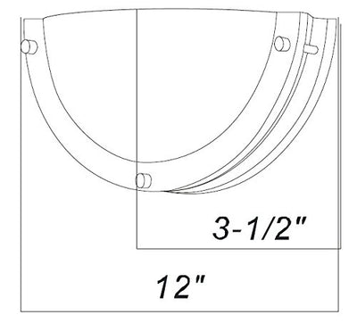 Dimension diagram of the brushed nickel half-moon wall sconce with measurement annotations
