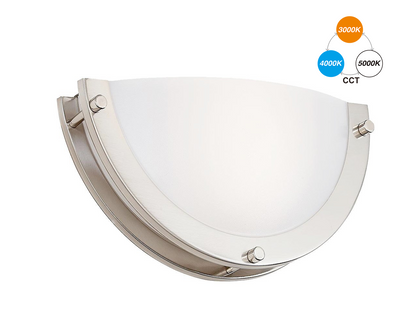 LED Wall Sconce, 12 Inch, 3000K/4000K/5000K Selectable 3CCT, 15W Dimmable CRI90+ Wall Light, ETL Listed LED Half Moon Wall Fixture, Brushed Nickel Finish
