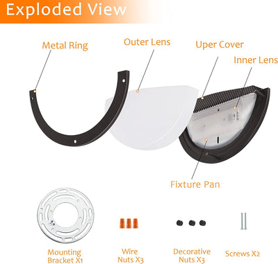 12 inch Wall Lamp,CRI90+15W 3000K/4000K/5000K Color Temperature Adjustable Dimmable Wall Sconce,LED Half Moon Wall Fixture, Oil Rubbed Bronze