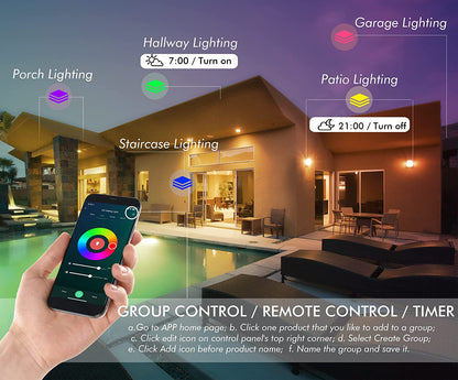 Indoor & Outdoor Smart WiFi LED Wall Sconce, RGBCW Color Changing Porch Light, Compatible with Alexa and Google Home Assistant,No Hub Required, 15W 2700K-6500K, CRI 90+, 850LM