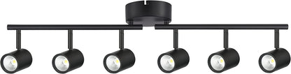 40W 6-Head LED Dimmable Track Light Kit,3000K/4000K/5000K Selectable 3000lm CRI90,Flexibly Rotatable Light Head for Accent Decorative Lighting,Black