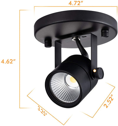 LED Flush Mount Ceiling Spot Light, 3000K 8W 500lm, Black