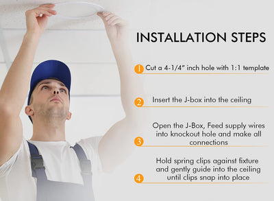 Ultra-Thin LED Recessed Light with Junction Box, 4 Inch, 5CCT, 120V 10W, White, 6 PCs