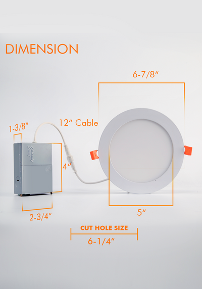 Smart Ultra Thin LED Recessed Light with Junction Box, WiFi, 6 Inch, White, 6 PCs