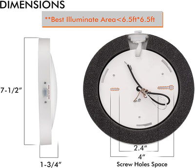 LED Flush Mount Ceiling Light, 7.5 Inch 3 Color 12W CRI90 Dimmable, CRI 90+, 3000K/4000K/5000K Adjustable, White Finish