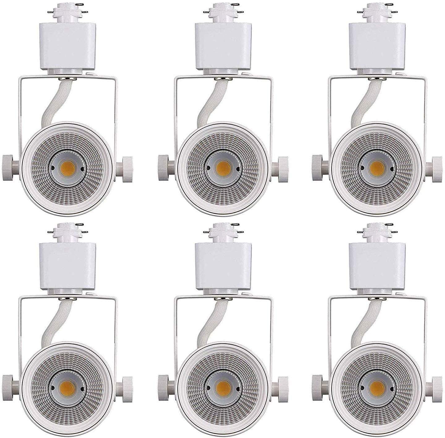 Track Light Head, Dimmable LED, Adjustable Tilt Angle, Warm white (3000K), 120V/8W/580lm, White Finish