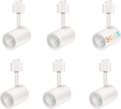 LED Track Lighting Heads,3000K/4000K/5000K Selectable,Dimmable 8W,CRI90+ True Color Rendering Adjustable Tilt Angle Track Light,White,Halo Type,Pack of 6