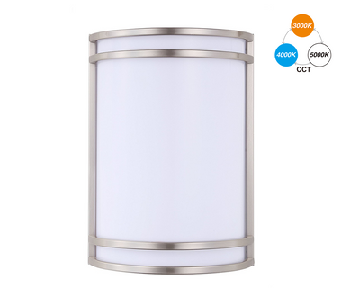 LED Wall Sconce, 3000K/4000K/5000K Selectable 3CCT, Wall Mount Light Fixtures, 15W 120V Dimmable CRI 90+ LED Wall Light, Brushed Nickel