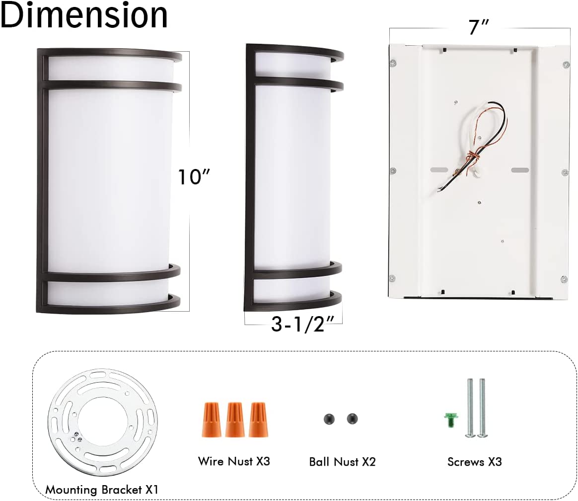 LED 3 Color Indoor Wall Sconce, Wall Lighting, 3000K/4000K/5000K Color Temperature Adjustable Wall Mount Light Fixtures, 15W 120V Dimmable CRI 90+ LED Wall Light,Oil Rubbed Bronze